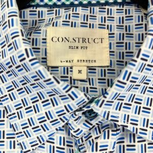 CON.STRUCT dress shirt Men Medium Slim Fit geometric four-way stretch‎ Button Up
